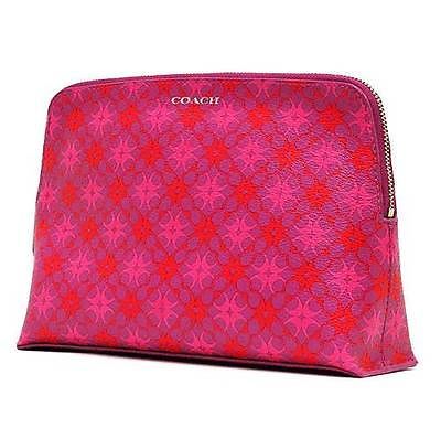 Coach Mini Signature Cosmetic Large Zip Travel Bag Red/Brown