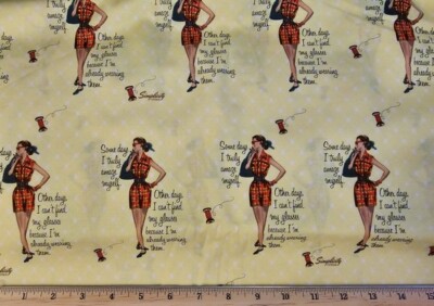 JOANN Fabric - SIMPLICITY VINTAGE - TRULY AMAZED on Yellow - by the HALF yard