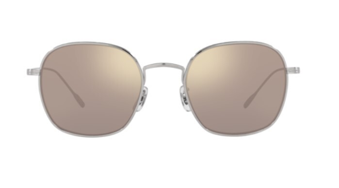 Pre-owned Oliver Peoples 0ov1307st Ades 50365d Silver/chrome Taupe Photo Square Sunglasses