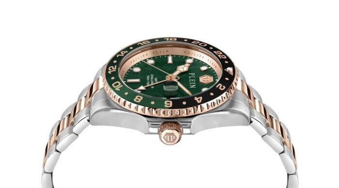 PHILIPP PLEIN PHILIPP PLEIN GMT-I CHALLENGER (PWYBA0623) MEN'S ROSE/SILVER BAND QUARTZ WATCH