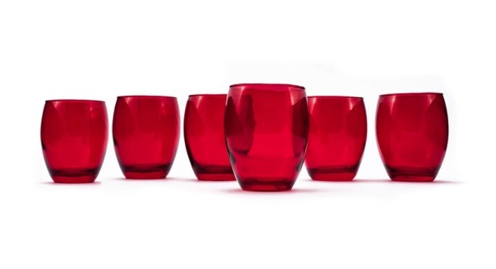 Set Servizio 6 Pezzi Bicchieri Nancy 27cl Vetro Rosso idea