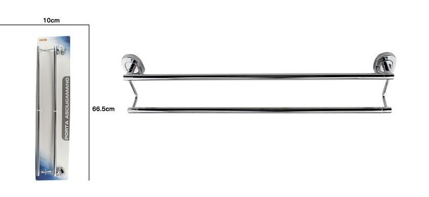 Portasciugamani Porta Asciugamani Doppio Cromato 60cm Bagno 69197 dfh