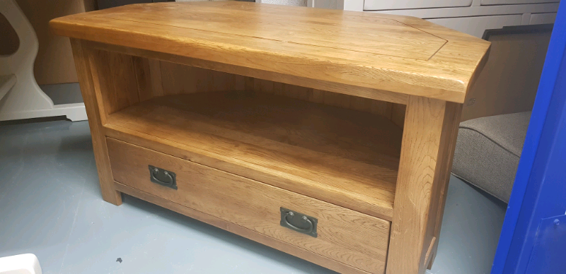 Original Rustic Solid Oak Corner Tv Cabinet In Sunderland Tyne