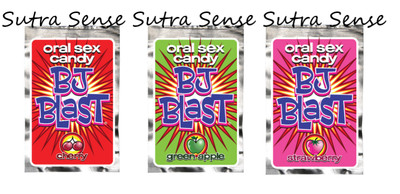 3 Packs BJ Blast Oral Sex Candy -Cherry Green Apple Strawberry Pop Rocks Fizzle 