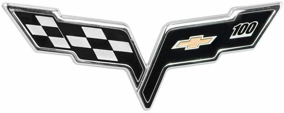 For 2005-2013 C6 Corvette New Front Hood Crossed Flag Emblem 100th anniversary