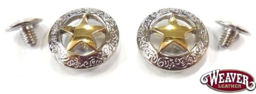 2 Pack Texas Star 18K Gold Plated Conchos 3/4" Screw Back by Weaver Free Ship