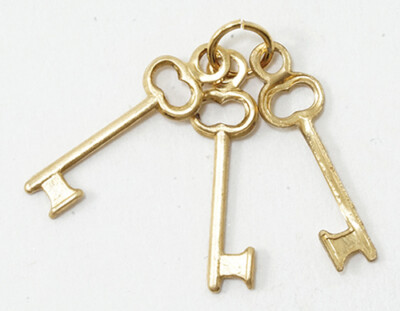  Miniature Dollhouse Set of 3 Skeleton Keys 1:12 Scale New