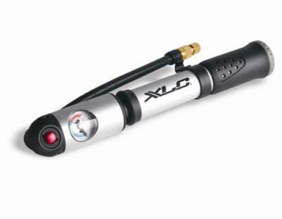 XLC Dämpferpumpe, Fahrradpumpe bis 20 Bar mit Manometer 2 in 1  Pumpenschlauch