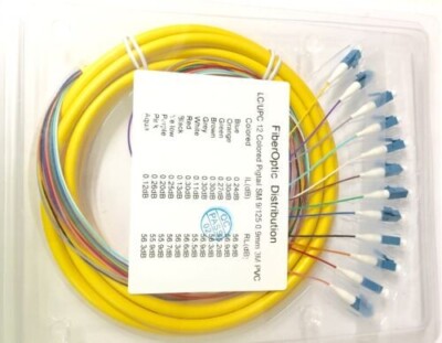 12 Strand 9/125 Fiber Optic Pigtail 3m LC/UPC Single Mode