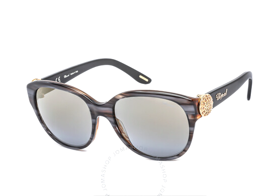 Pre-owned Chopard Ebay  Sch185s 1exg 55 Sunglasses Size 55mm 135mm 18mm Brown Grey Stripe B