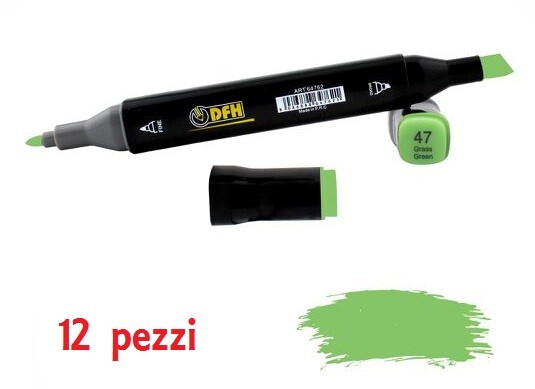 Set 12 Pz Pennarelli Doppia Punta Scuola Disegno Colore 47 Verde Erba dfh