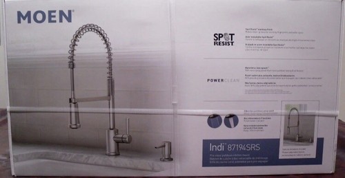 *NEW* Moen 87194SRS Indi Stainless 1-Handle High Arc Pulldown kitchen Faucet