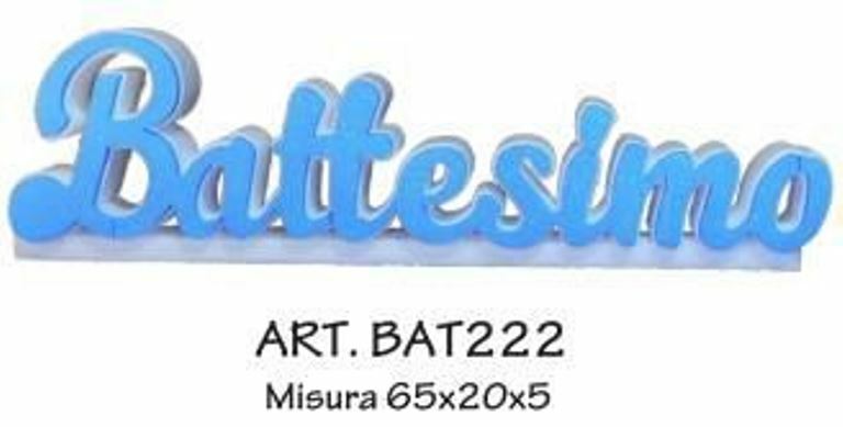 Decorazione Scritta In Polistirolo Battesimo Maschile 65x20x5cm bal