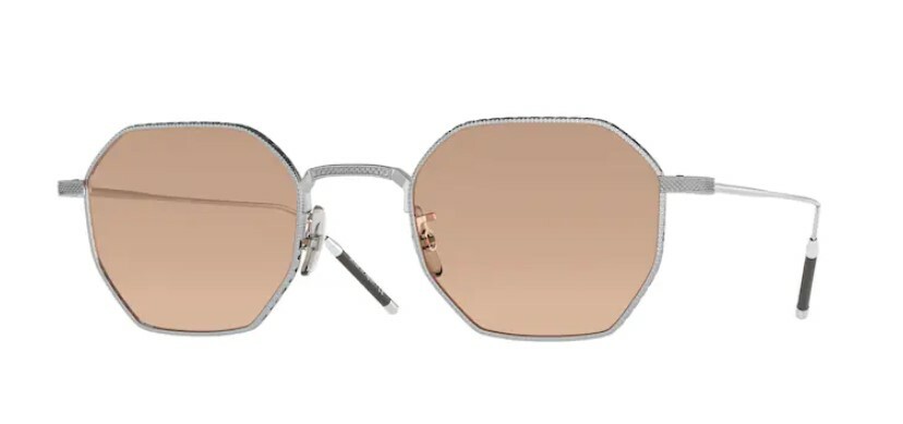 Pre-owned Oliver Peoples 0ov 1299t Tk-5 5254 Brushed Silver Titanium Unisex Eyeglasses In Dusk Beach