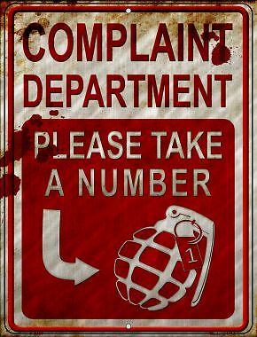 Complaint Department Take A Number Novelty Metal Parking Sign P-2497