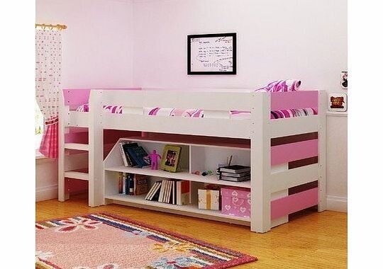 Girls Cabin Bed Midsleeper Single Bed With Storage Shelves With