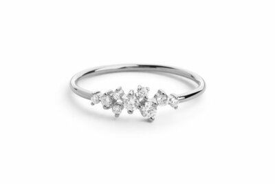 Brillant Goldring 9 Diamanten 0,24 Karat in 585er 14 K Weißgold IGL Wert 1500 