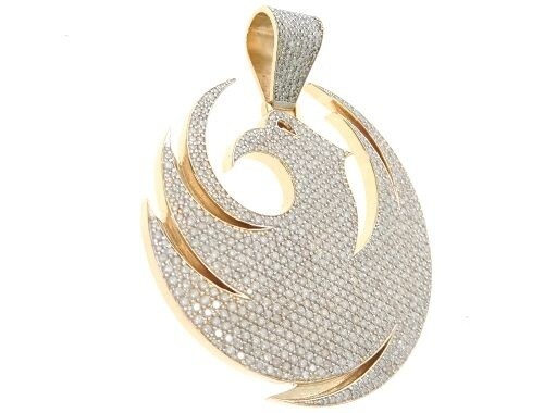 Pre-owned Online0369 1.89 Ct Round Simulated Diamond Men's Phoenix Charm Pendant 925 Silver In White