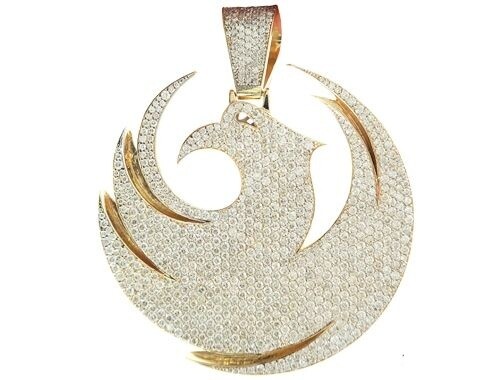 Pre-owned Online0369 1.89 Ct Round Simulated Diamond Men's Phoenix Charm Pendant 925 Silver In White