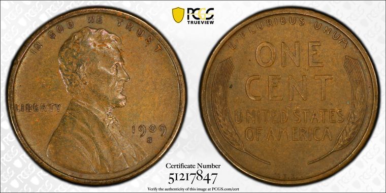 1909 S VDB PCGS AU Detail - Lincoln Wheat Penny