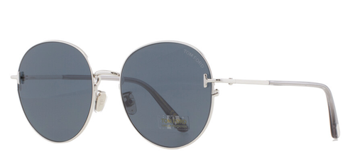 Pre-owned Tom Ford Brown Round Unisex Sunglasses Ft0966k/s 16a 58 Silver Frame Gray Lens