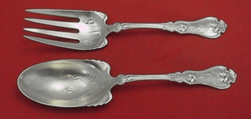 Violet By Whiting Sterling Silver Salad Serving Set 2-piece As W/ Flowers 9 1/8"