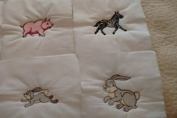 Noah's Ark Machine Embroidered Quilt Squares