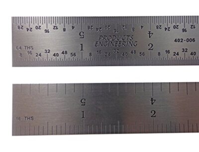 Made in USA PEC 6 Rigid Stainless Steel 4R Machinist Engineer Ruler / Rule 1/64