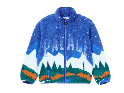 Palace Skateboards Peak Funnel Fleece Blue Jacquard Graphic Size Large