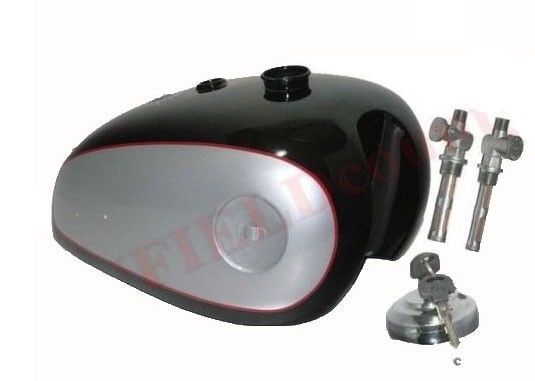 BSA Goldstar A7 A10 Black Silver 4 Gal Petrol Fuel Tank With Taps & Cap