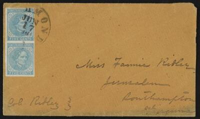 Miss Fannie Ridley,Jerusalem,Southampton,Virginia; postmarked Richmond