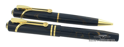 Visconti Titanic Ballpoint & Fountain Pen Set W/ Crystal Ink Well 