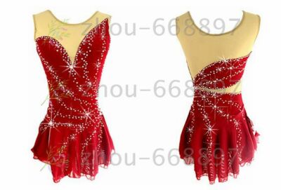 Ice Figure Skating Dress Gymnastics custome Dress Dance Competition red
