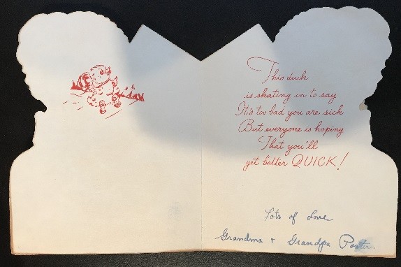 1950 VINTAGE FORGET-ME-NOT GREETING CARD.