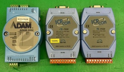 Lot of 3 Modules - 1 Adam-6052 Data acquisition module and 2 ICP-7520 RS232 Conv