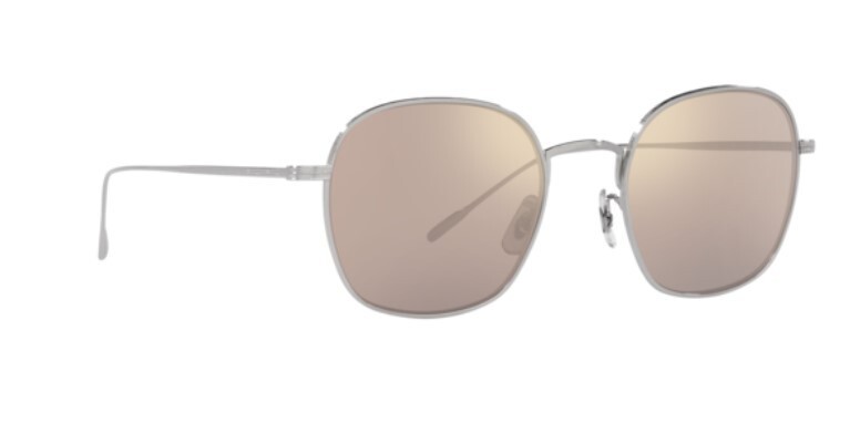 Pre-owned Oliver Peoples 0ov1307st Ades 50365d Silver/chrome Taupe Photo Square Sunglasses
