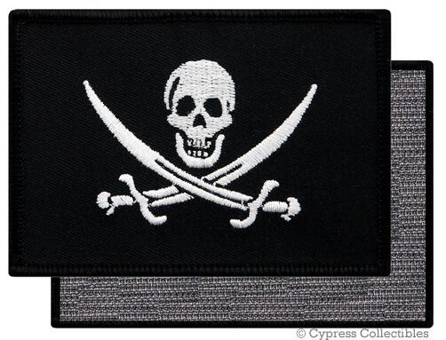 PIRATE FLAG PATCH JOLLY ROGER Skull Swords Calico Jack w/ VELCRO® Brand Fastener