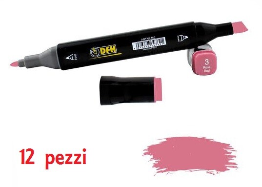 Set 12 Pz Pennarelli Doppia Punta Scuola Disegno Colore 3 Rosa Rose dfh