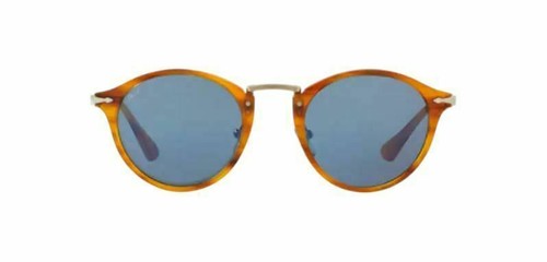 Pre-owned Persol 0po3166s 960/56 Striped Brown/light Blue Sunglasses