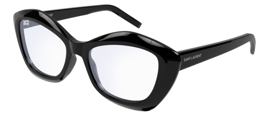 Pre-owned Saint Laurent Sl 68 Opt 001 Black/black Cat-eye Full-rim Women's Eyeglasses In Clear