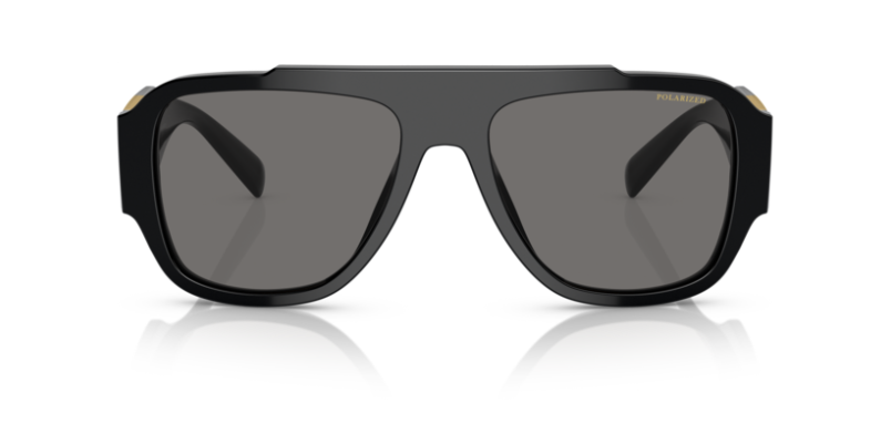 Pre-owned Versace 0ve4436u Gb1/81 Black/dark Grey Polarized Soft Square Men's Sunglasses In Gray
