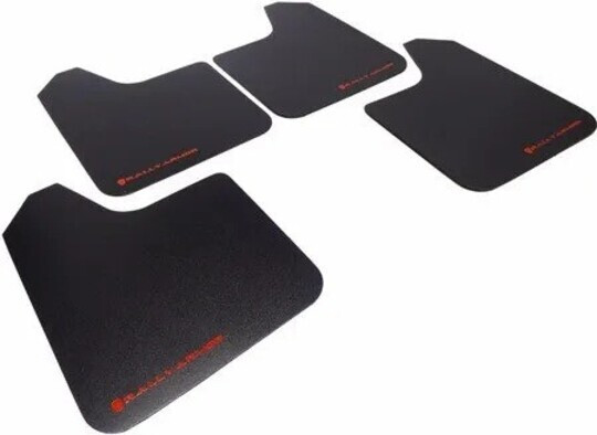 Rally Armor Basic Universal Mud Flaps Set of 4 No HW, BLACK w/ RED  MF12-BAS-RD
