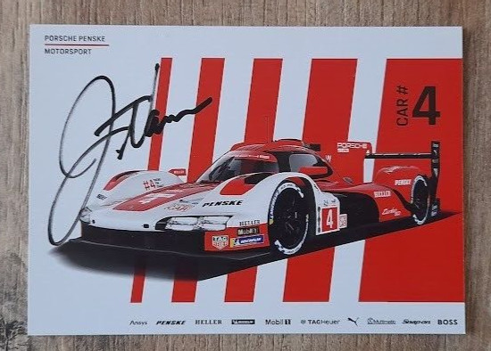 Carte Dedicacee Felipe Nasr 24 Heures Du Mans 2024 Porsche Penske #4 Le Mans 24h