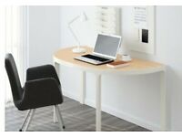 Ikea wood and white finish semi circle conference meeting Bekant Desktop/TABLETOP ONLY