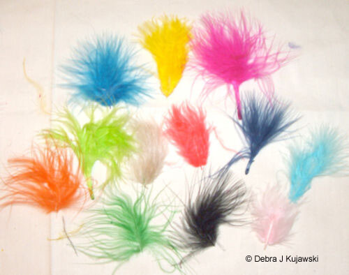 Marabou Feathers Fluffy 7 grams 1-3"  29 colors available Approx 105 per bag