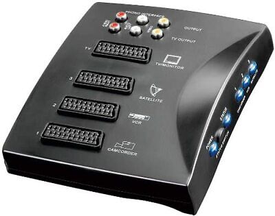 Scart Cinch Splitter automatisch Audio/Video Umschaltpult 3x Eingang Switchbox