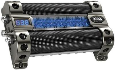 Boss CAP8 8 Farad Capacitor Digital Voltage Meter Black Chrome Active Light Show