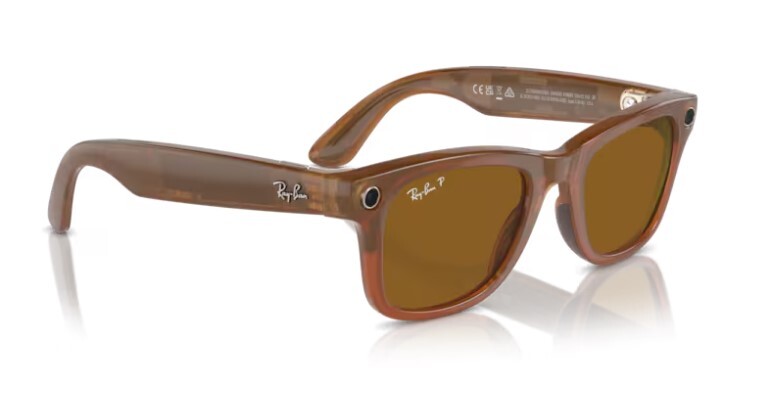 Pre-owned Ray Ban Rayban Meta Wayfarer Sunglasses In Caramel And Brown Polarized In Black