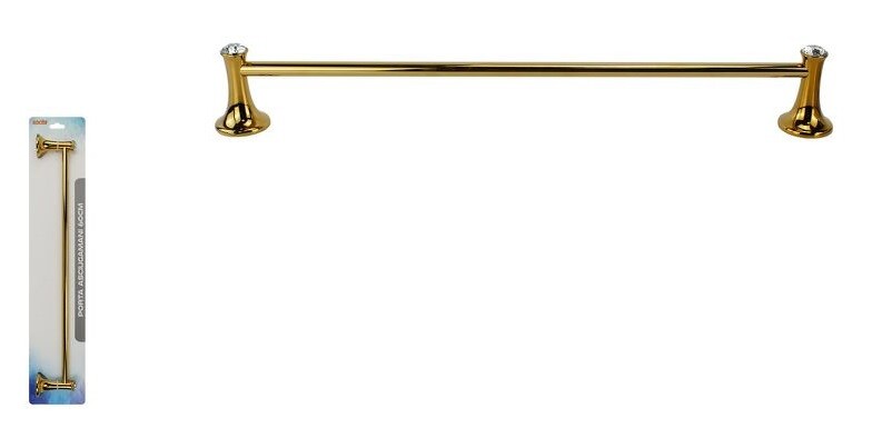 Porta Asciugamani Acciaio Parete Bagno Fissaggio Dorato Crystal 40cm dfh