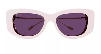 Pre-owned Gucci Gg1566s-003-55 Ivory Sunglasses In Purple
